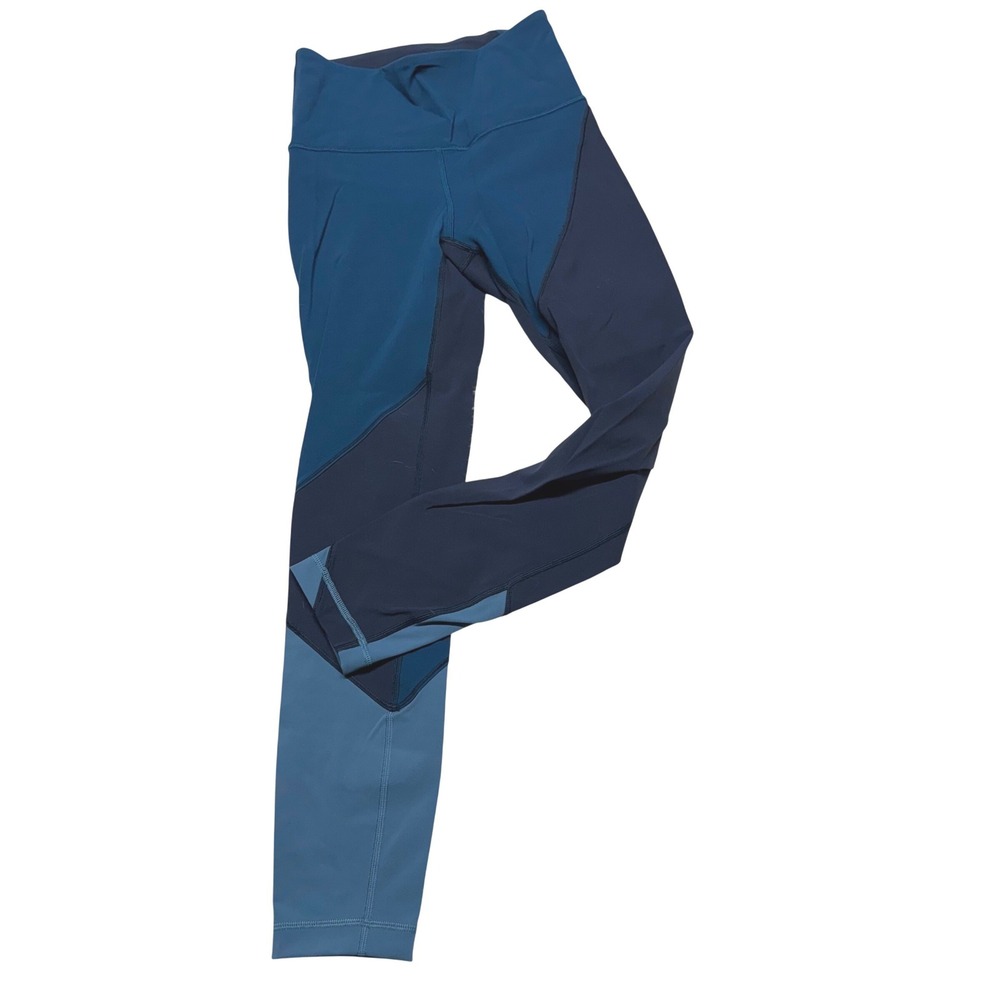 Lululemon High Rise Colorblock‎ Teal Leggings Women Size 4 Blue Teal